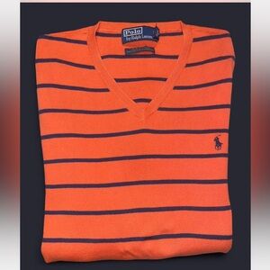Ralph Lauren Orange and Black Striped Sweater